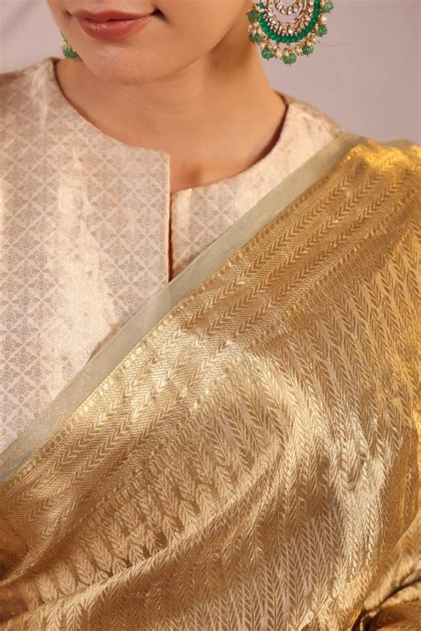 handwoven golden banarasi tissue silk saree sumangal banaras