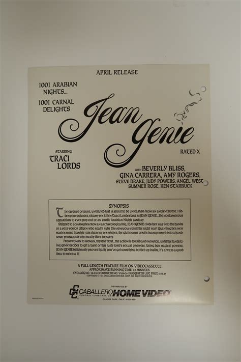 Jean Genie Starring Traci Lords - Caballero Home Video - 1001 Arabian