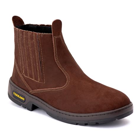 Bota De Couro Para Trabalho - Bota Masculina Botina de Couro Nobuck Antiderrapante para Trabalho ...