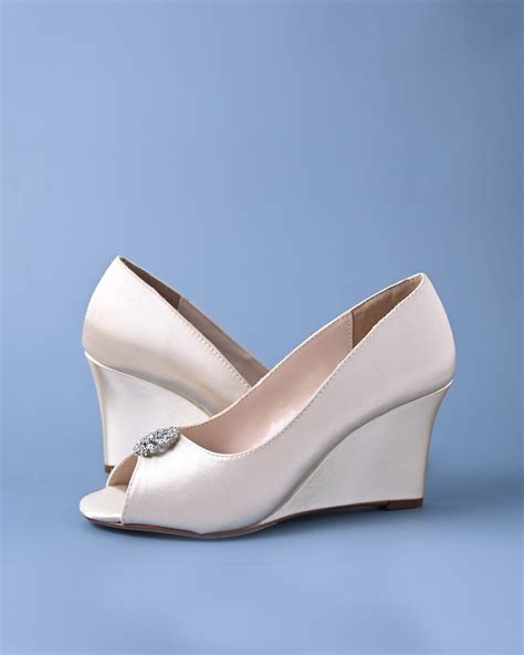 Wedge Wedding Shoes, Ivory Bridal Shoes, Vintage Bridal Wedges, Custom