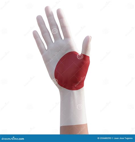 Hand Gesturing with Japanese Flag Tattoo, Communication and Nation