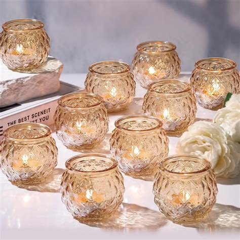 darjen gold votive candle holders set    glass candle holders