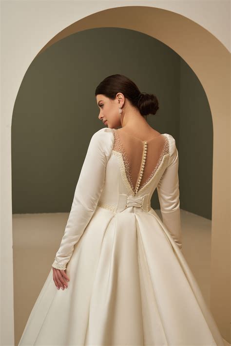 Fairytale Satin Princess Wedding Dresses With Pearls, Ball Bridal Gown
