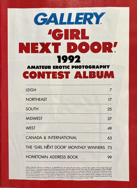 Gallery Girl Next Door 1992 Amateur Erotic Photography Contest Album
