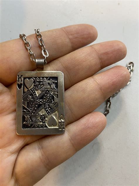 5.228 Vintage chain pendant playing card, king of hea… - Gem