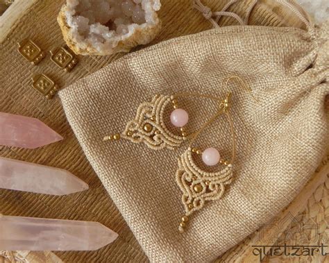 Macrame Earrings With Moonstone 'TANTRA' | Bohemian Bridal Jewelry