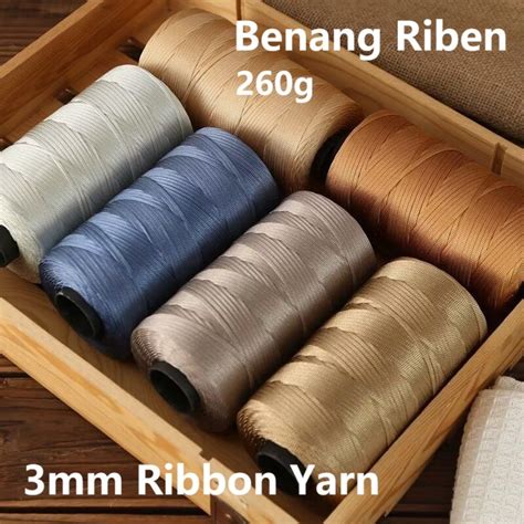 mm beg benang kait riben yarn nylon tape yarn summer cool flat