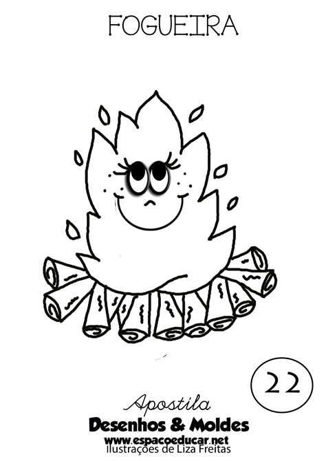 Ilustração de fogueira para colorir, pintar, imprimir - Festa Junina ...