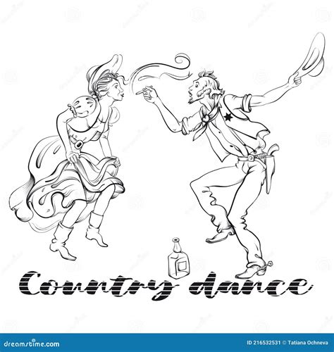 Country Dance in Graphics on a Transparent Background Stock Vector