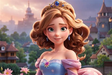 Premium Photo | Beautiful princess cartoon character sticker