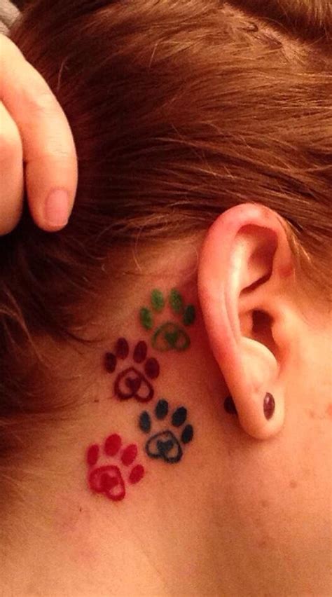 dog paw print tattoo  ear