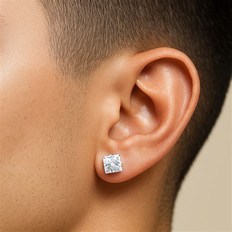 Ponto De Luz Masculino - Brinco Prata 925 Masculino Ponto De Luz Quadrado 8mm | Shopee Brasil