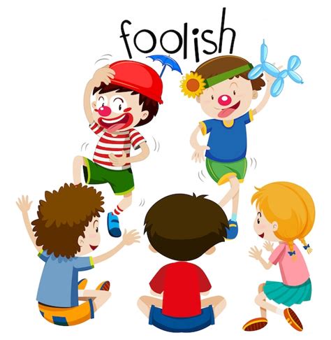 vector funny children  foolish
