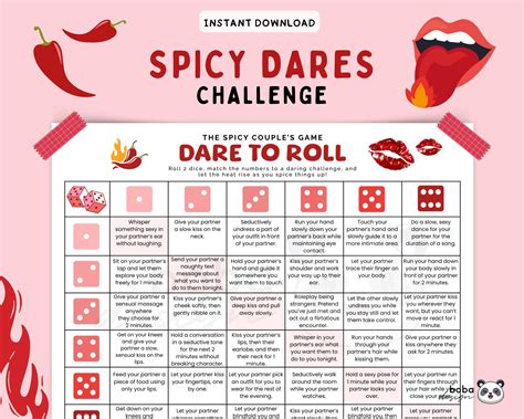 Printable Dirty Dares Game for Couple Spicy Couples Dice Game Spicy