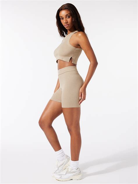 Essential Heavy Rib Logo Bike Short in Nude | SAVAGE X FENTY