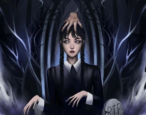 Download Gothic Wednesday Addams Portrait Wallpaper | Wallpapers.com