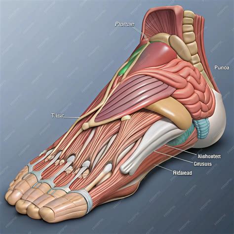 Human Foot Muscle Diagram Medical and Educational Illustration
