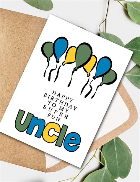 UNCLE Birthday Card DIY Coloring Card Activity - Etsy