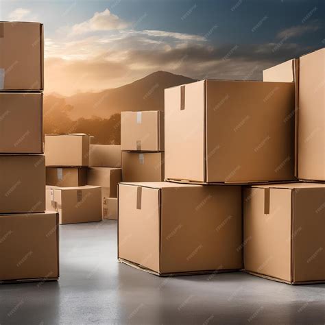 Premium Photo | A stack of cardboard boxes is piled high with the top
