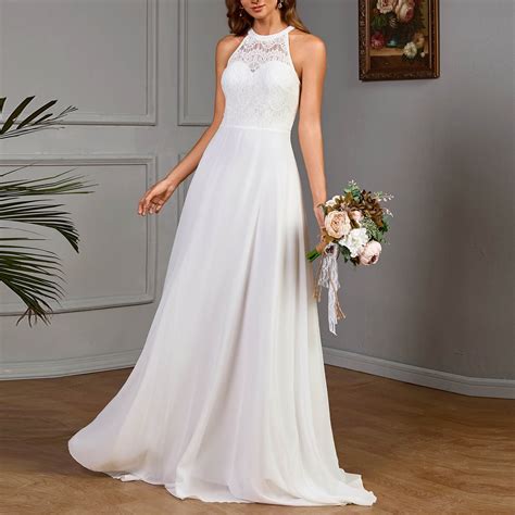 qolati Wedding Guest Dresses for Women Halter Chiffon Bridesmaid Prom