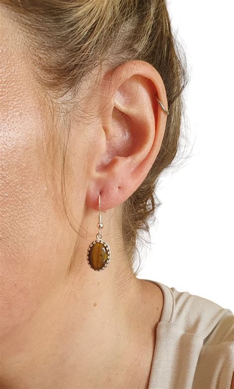 Genuine Gems 2 Ground and Protect You: Tigers Eye Drop Earrings - Sarah