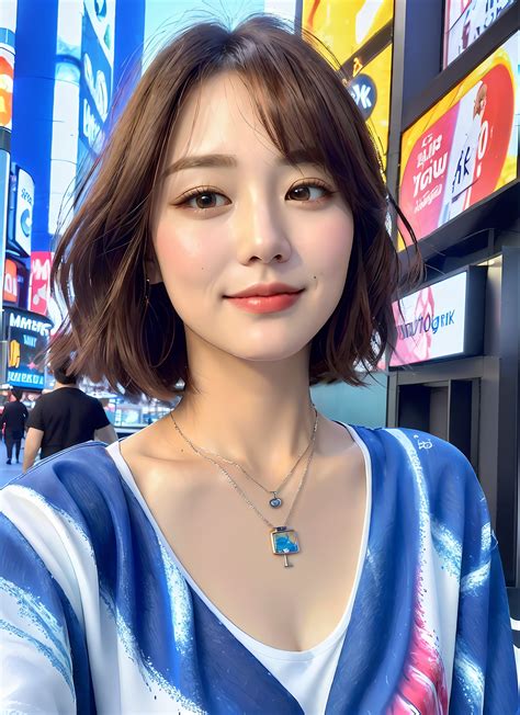 A woman taking a selfie Beautiful Realistic Asians