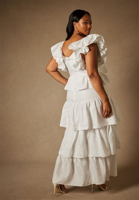Tiered Ruffle Bridal Dress for Engagements, 4476992 | ELOQUII