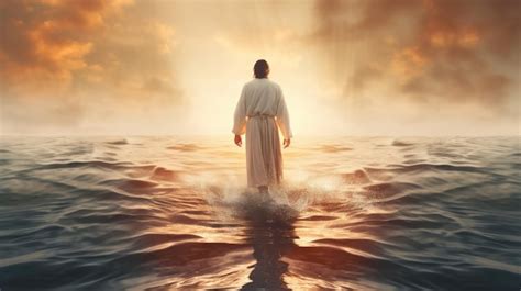 Jesus walking on the water | Premium AI-generated image