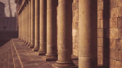 pillars supporting  ancient structure   historic setting