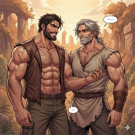 custom gay nsfw comics muscle yaoi hairy daddy  bara art muscle