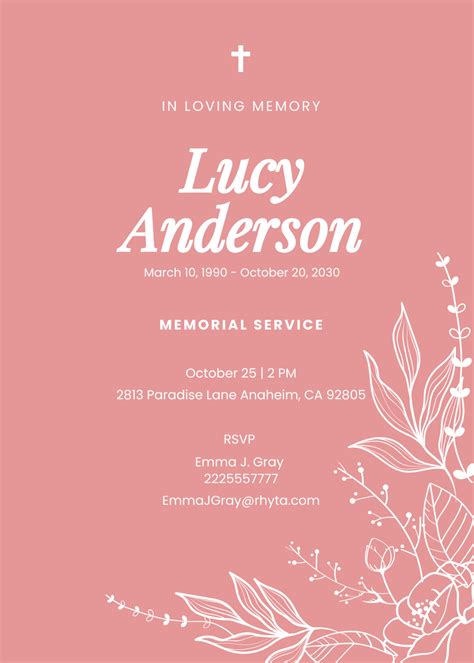 Free Funeral Wake Invitation Template to Edit Online