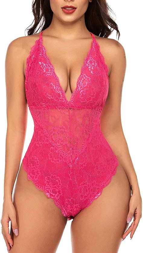Avidlove Lingerie for Women Lace Bodysuit Sexy One Piece Underwear(Rose