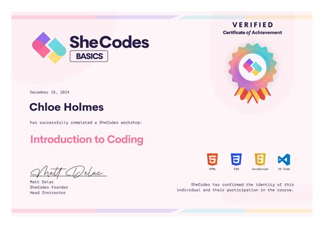 Chloe Holmes SheCodes Profile | SheCodes