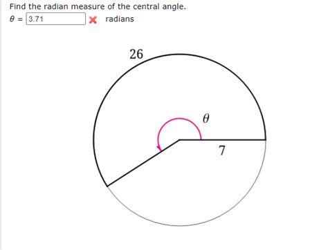 Solved Find the radian measure of the central angle. O = | Chegg.com