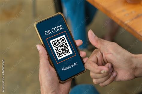 qr code scanning payment  verification hand  mobile smart