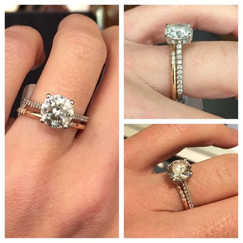 Delicate rose gold #wedding band and platinum #engagement ring 😍💍