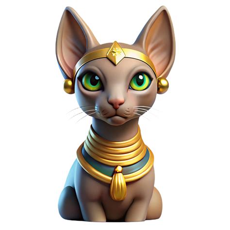 magnificent exemplary Bastet, Egyptian cat goddess, NO BACKGROUND with