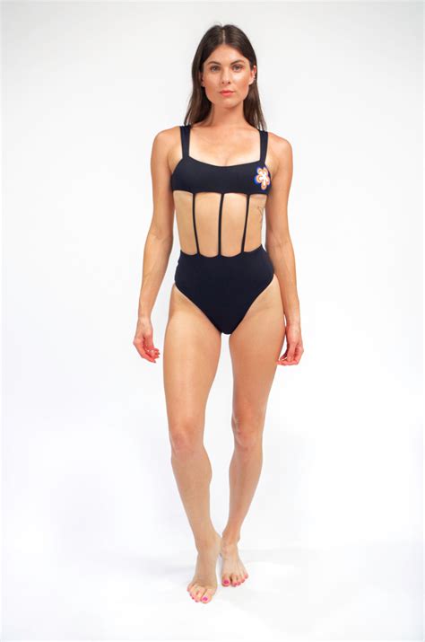 Exposed torso one piece swimsuit. High waisted bottom. – Mary Mercedes