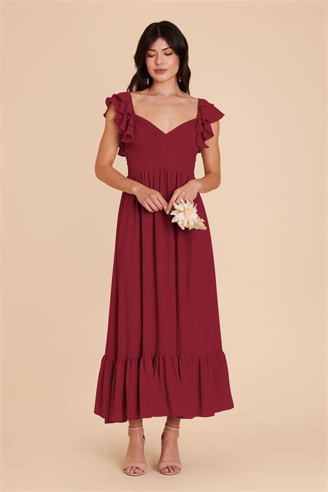 Michelle Burgundy Chiffon Dress | Birdy Grey