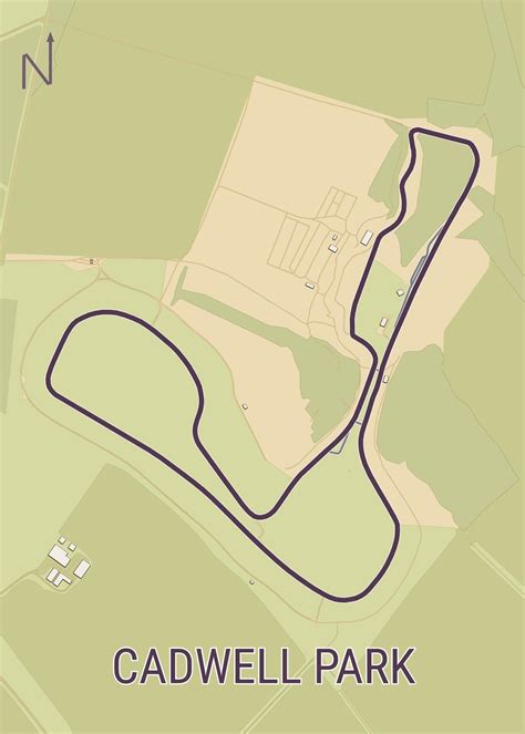 cadwell park circuit united kingdom map poster art car  motorbike race track winding