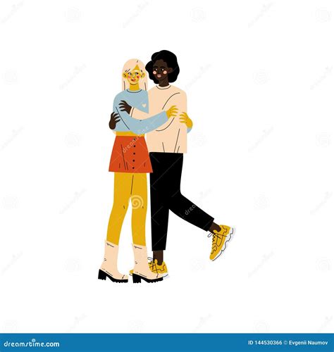 Happy Interracial Lesbian Couple, Two Hugging Women, Romantic