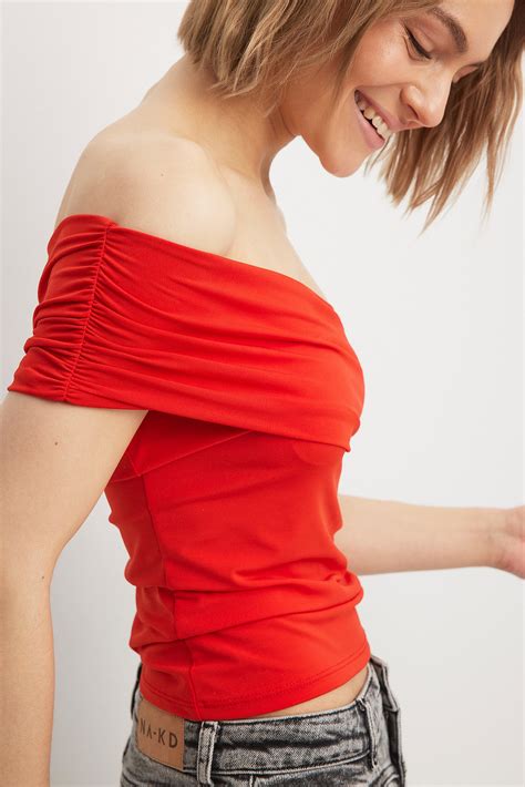shoulder jersey top red na kd