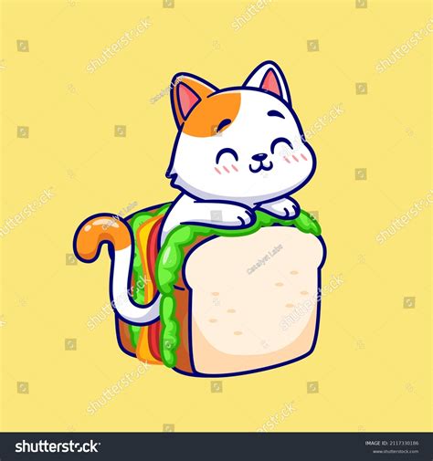 Cute Cat Sandwich Cartoon Vector Icon Stock Vector (Royalty Free
