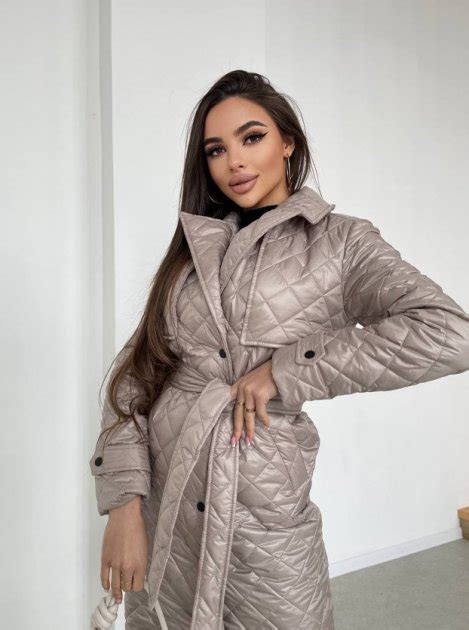 Женское пальто демисезонное стеганое KML 0024 XL (50) Розовый: пудровый ...