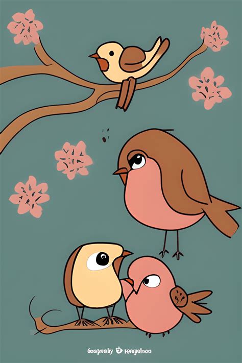 A Beautiful Mama Bird and Her Baby Bird · Creative Fabrica