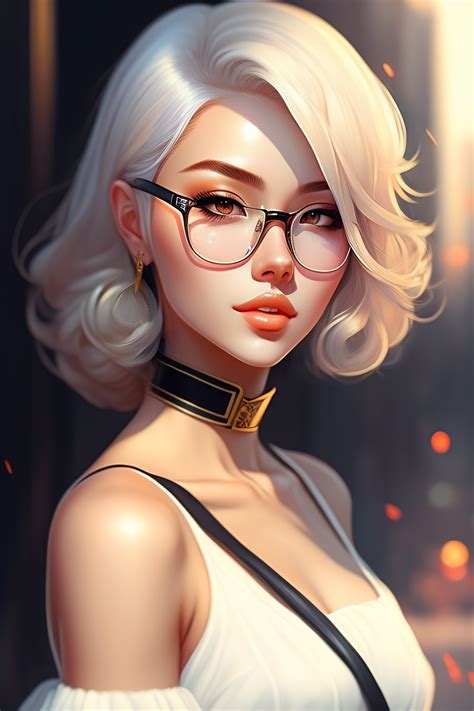 Lexica - Beautiful hot anime girl with short white hair, hot body, full