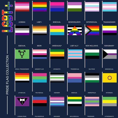 conjunto de bandeiras de orgulho de identidade de gênero, símbolos lgbt