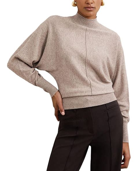 reiss susie funnel neck sweater  natural lyst