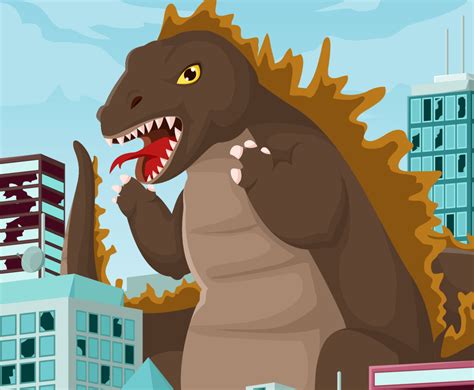 Giant Monster Attacking The City Concept Vector Art & Graphics ...