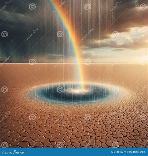 Powerful, Rare Thunderstorm with Lightning in the Desert. Stock